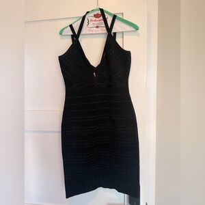 Herve Leger Black Strappy Mini Dress